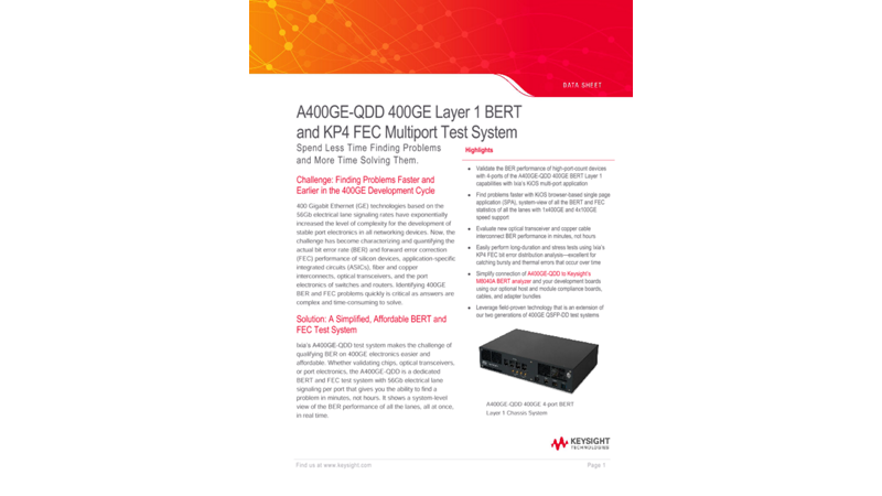 A400GE-QDD 400GE Layer 1 BERT and KP4 FEC Multiport Test System